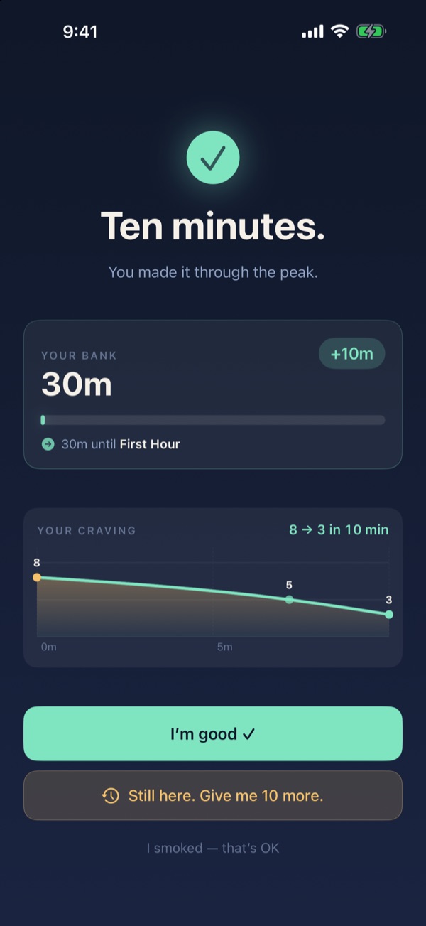 Session finished: this craving went from 8 to 5 to 3 in 10 minutes