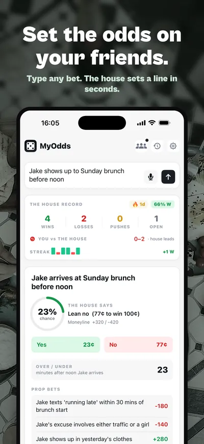 MyOdds App Store screenshot 1 rendered by ZET Frame